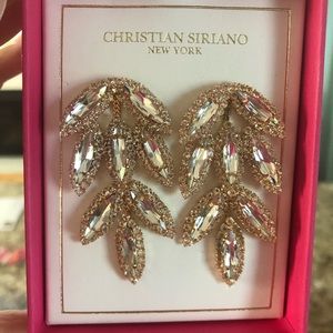 Christian Siriano Diamond gold statement earrings